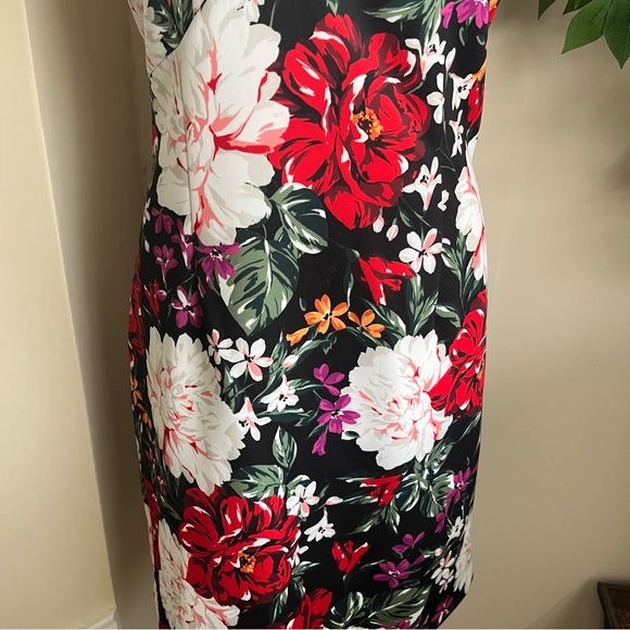 Alexia Admor Scuba Floral Sheath Sleeveless Dress Black Sz 14 - Picture 6 of 16
